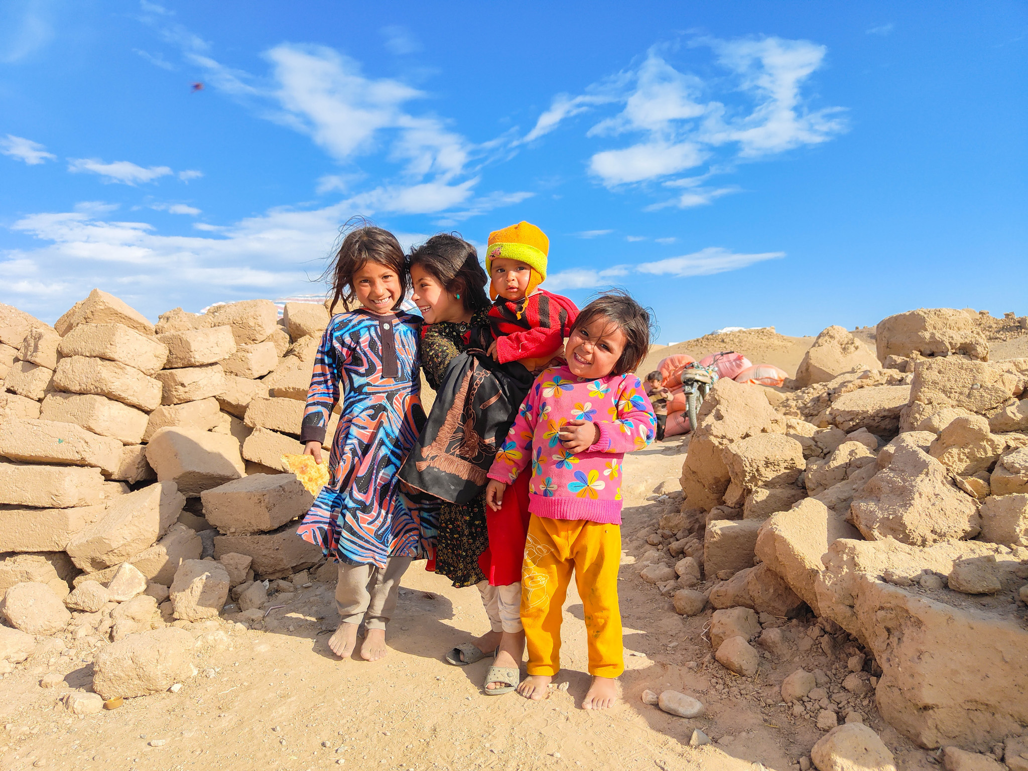Children in transitional camp in Afghanistan following an earthquake