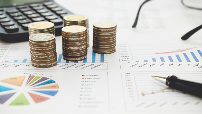 Money and pie charts